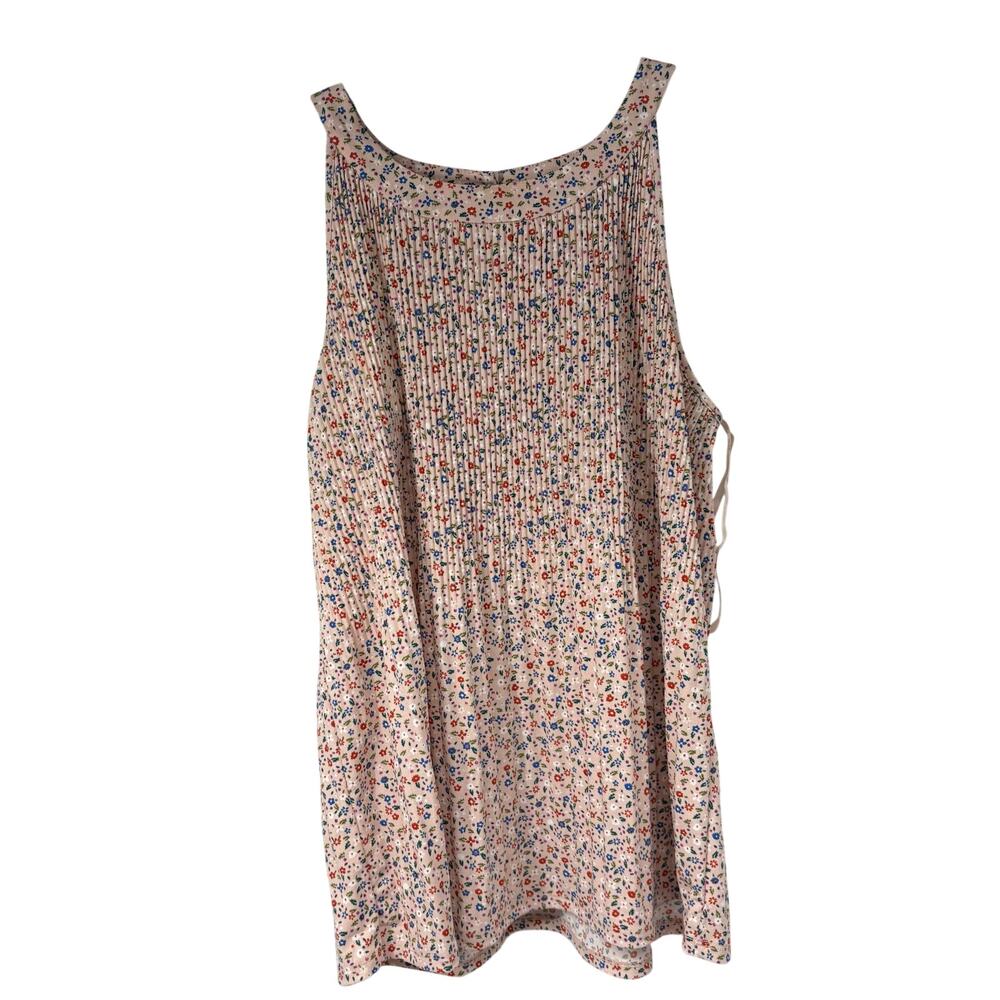 Adrianna Papell Pink Floral Printed Pleated Halter Top M Womens NWT